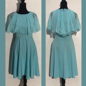 1970s Vintage Pale Aqua Dress